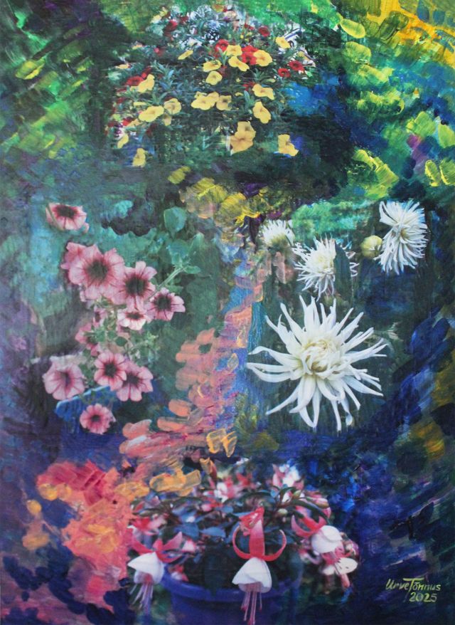 Autumn in the Garden – Floral Mixed Media Canvas (50×70 cm)